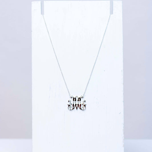 Scripted M Necklace