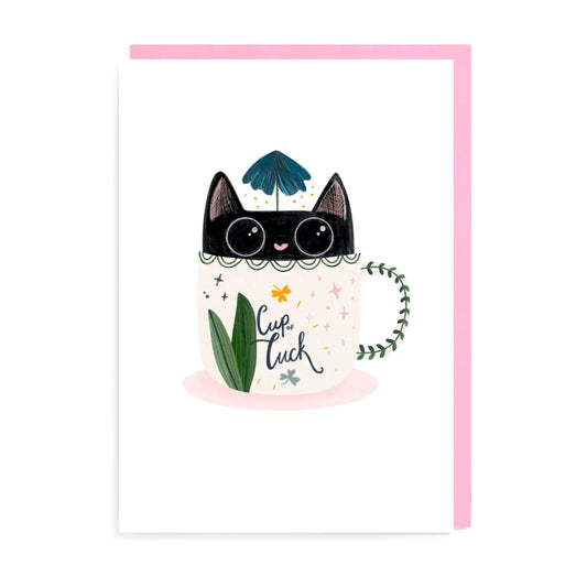 Lucky Cat In A Cup Card