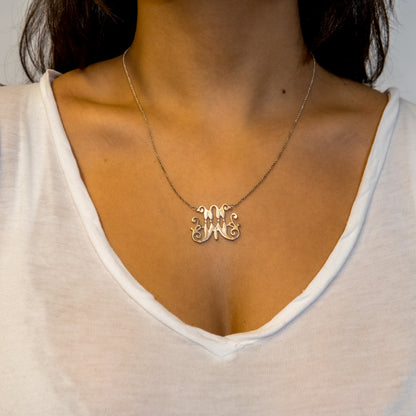 Scripted M Necklace